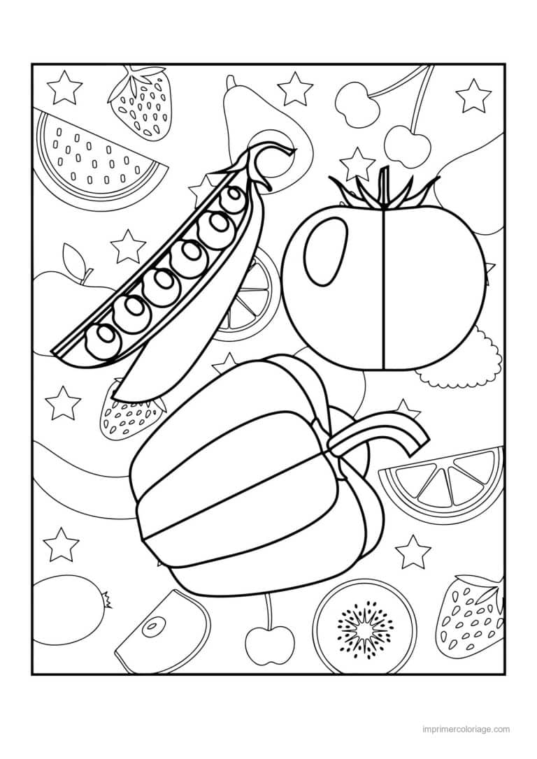 coloriage panier de legumes petits pois tomate et poivron - dessin gratuit &agrave; imprimer