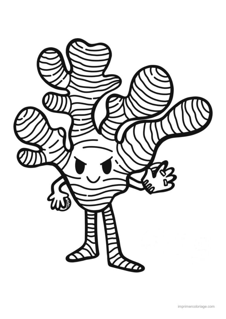coloriage panier de legumes racine de gingembre kawaii - dessin gratuit &agrave; imprimer