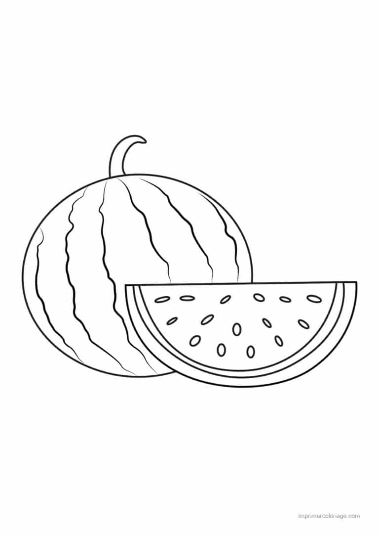 coloriage pasteque pasteque entiere et tranche - dessin gratuit &agrave; imprimer