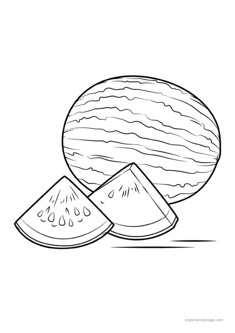 coloriage pasteque pasteque et ses tranches - dessin gratuit &agrave; imprimer