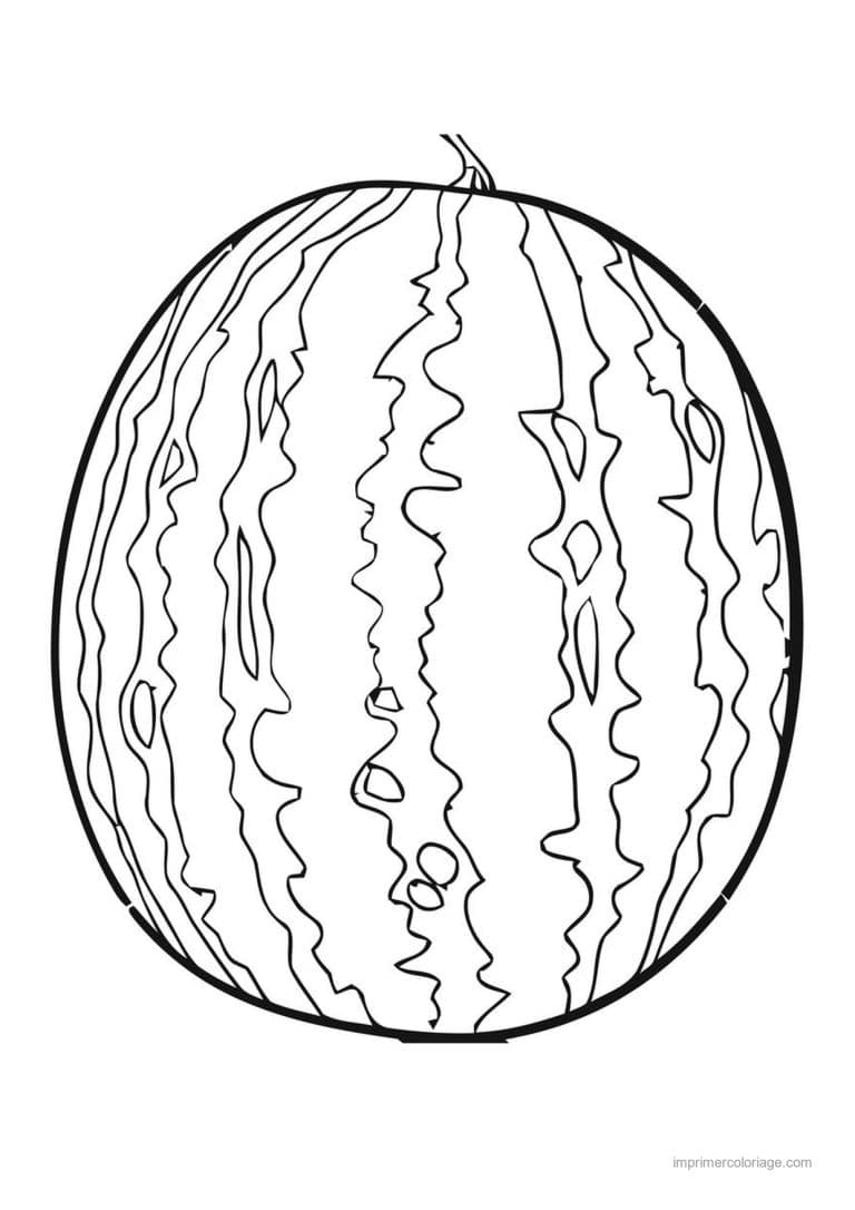 coloriage pasteque pasteque rayee - dessin gratuit &agrave; imprimer