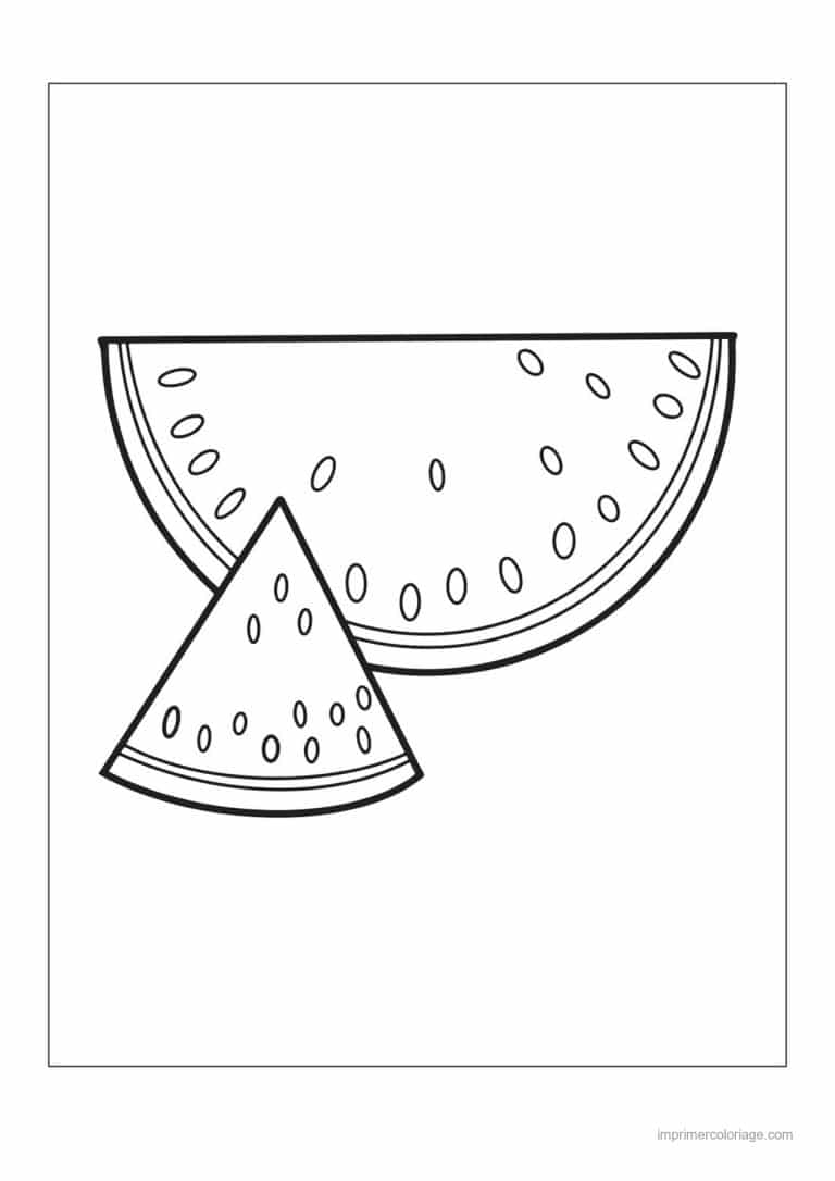 coloriage pasteque tranche de pasteque et part - dessin gratuit &agrave; imprimer