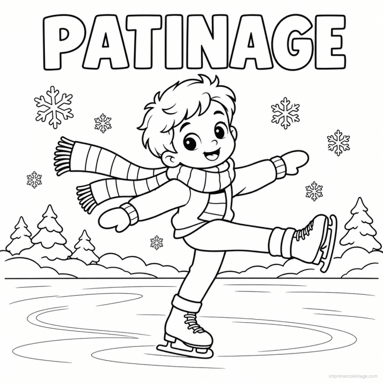 coloriage patinage cute patineur echarpe etang gele titre haut - dessin gratuit &agrave; imprimer