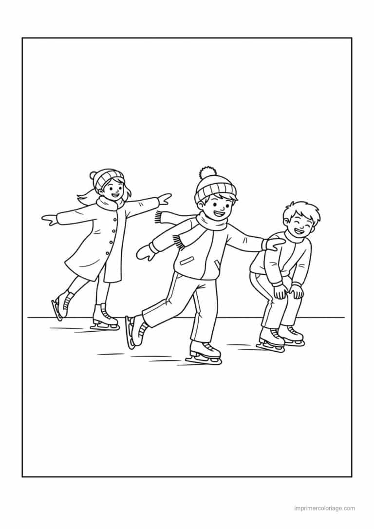 coloriage patinage enfants patin a glace - dessin gratuit &agrave; imprimer