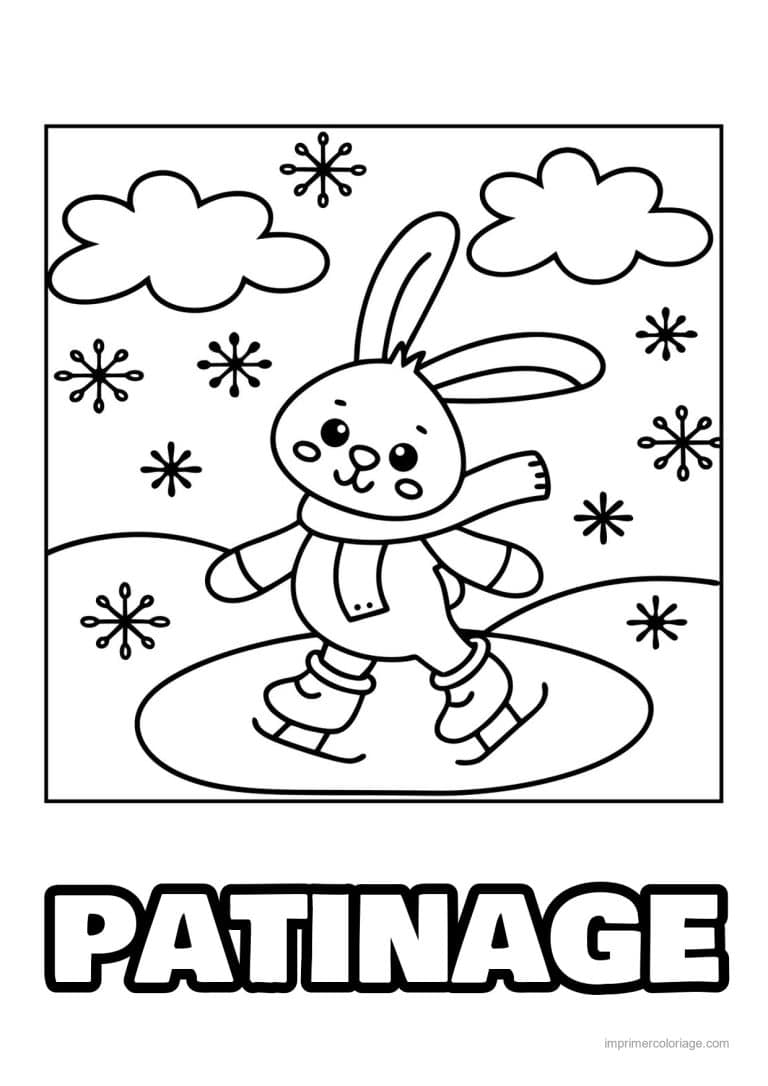 coloriage patinage lapin patins a glace - dessin gratuit &agrave; imprimer
