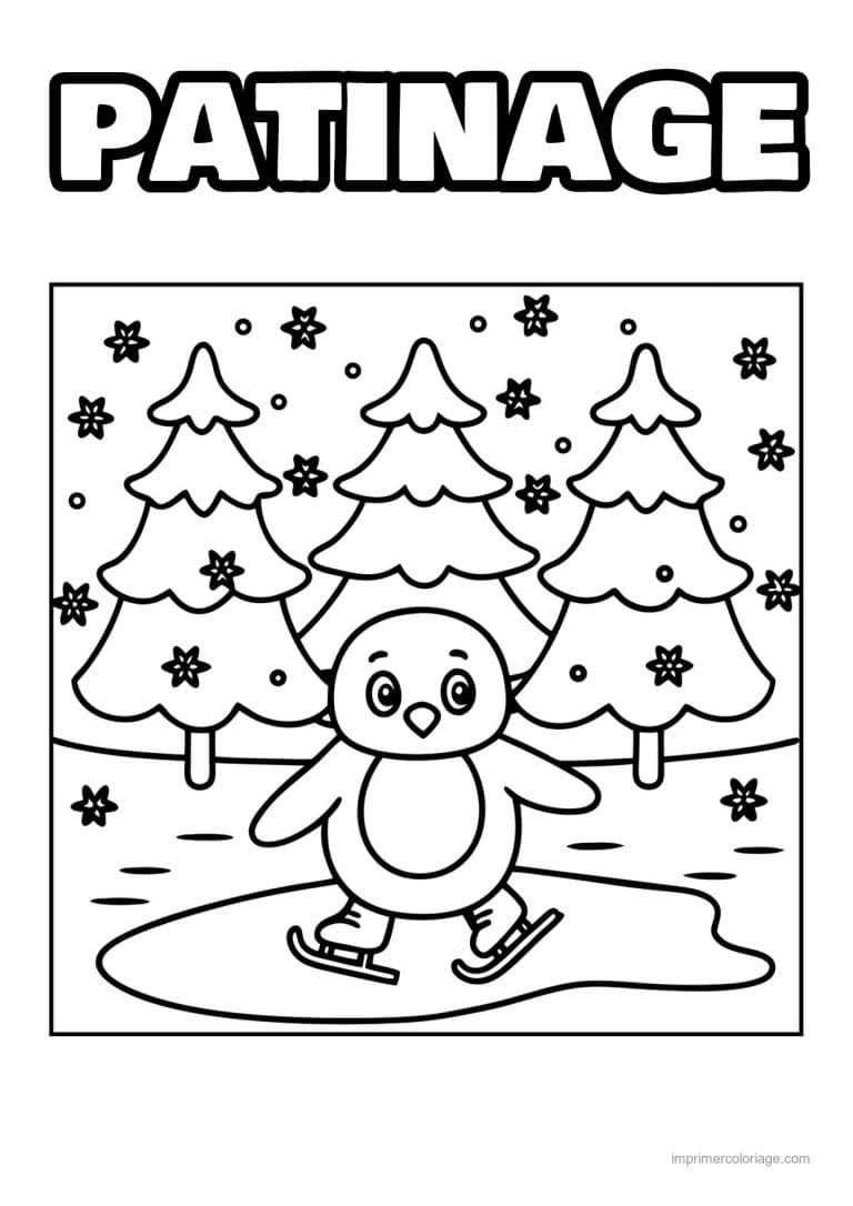 coloriage patinage oiseau patins a glace - dessin gratuit &agrave; imprimer