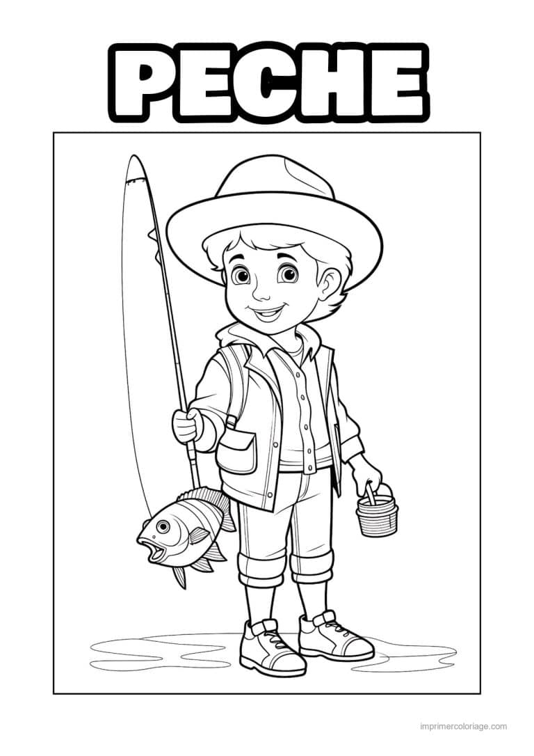 coloriage peche - dessin gratuit &agrave; imprimer