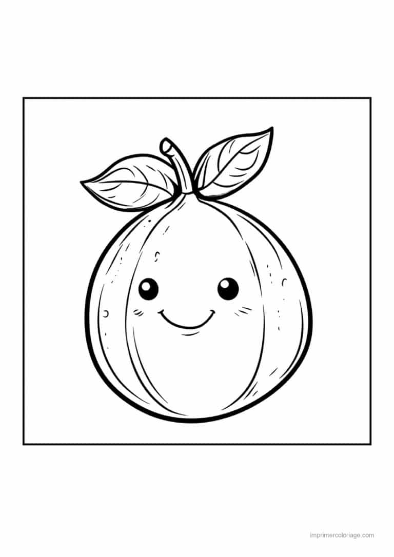 coloriage peche abricot prune abricot souriant - dessin gratuit &agrave; imprimer