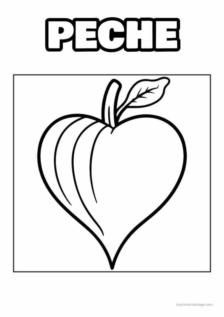 coloriage peche abricot prune peche en forme de coeur - dessin gratuit &agrave; imprimer