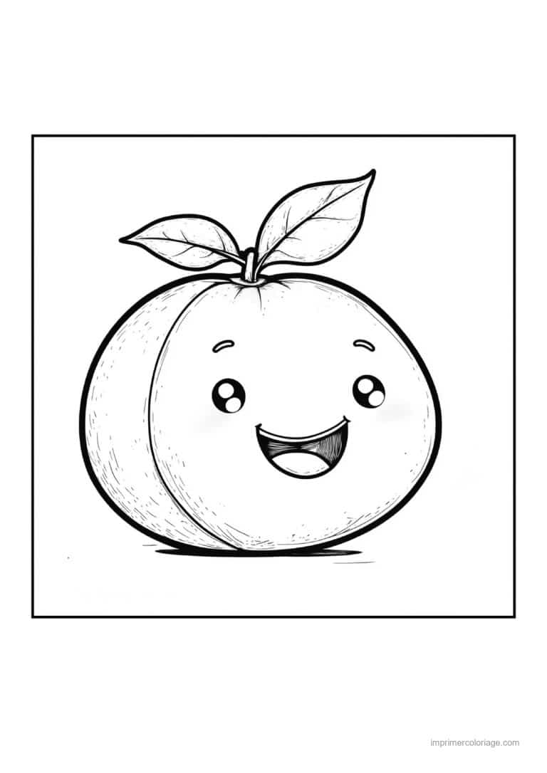 coloriage peche abricot prune peche et son sillon - dessin gratuit &agrave; imprimer