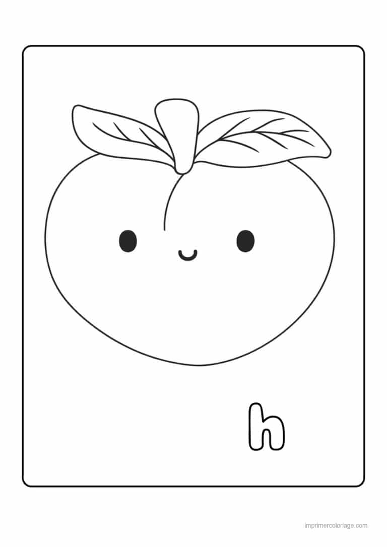 coloriage peche abricot prune peche kawaii - dessin gratuit &agrave; imprimer