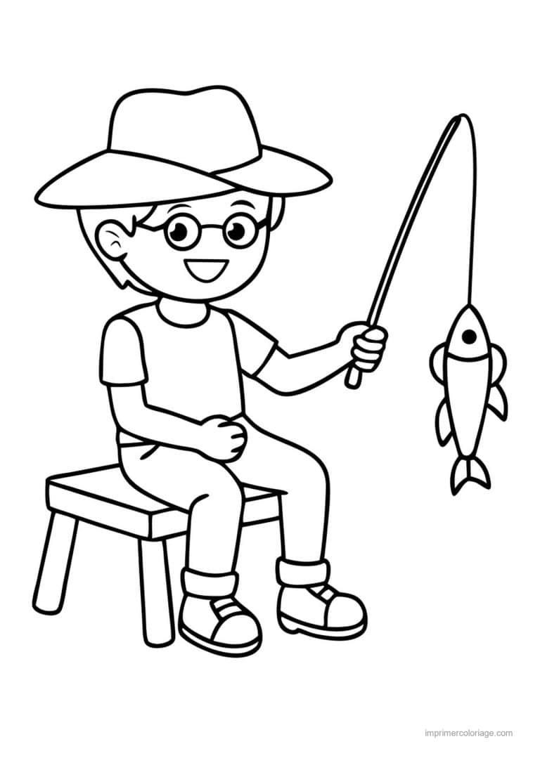 coloriage peche garcon peche 02 - dessin gratuit &agrave; imprimer