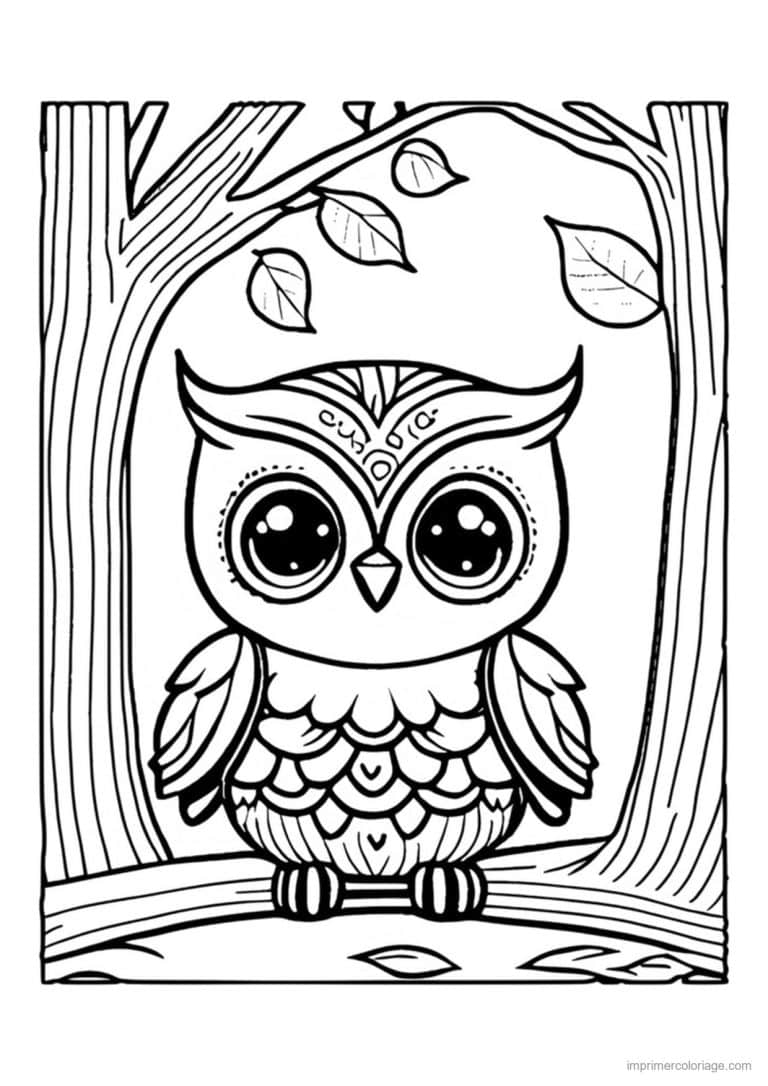 coloriage petit hibou dans l arbre - dessin gratuit &agrave; imprimer