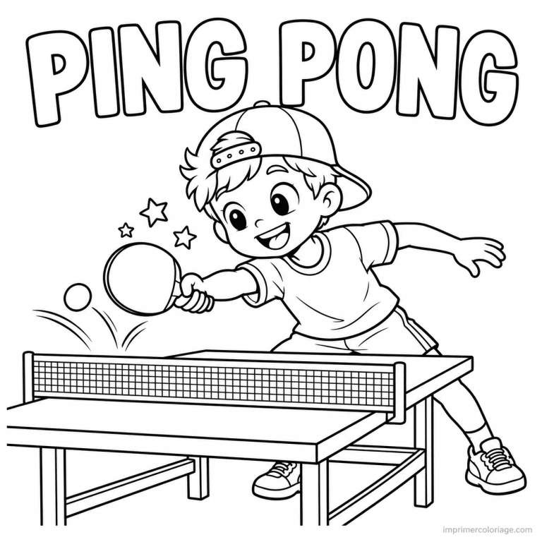 coloriage ping pong cute joueur casquette ping pong titre haut - dessin gratuit &agrave; imprimer