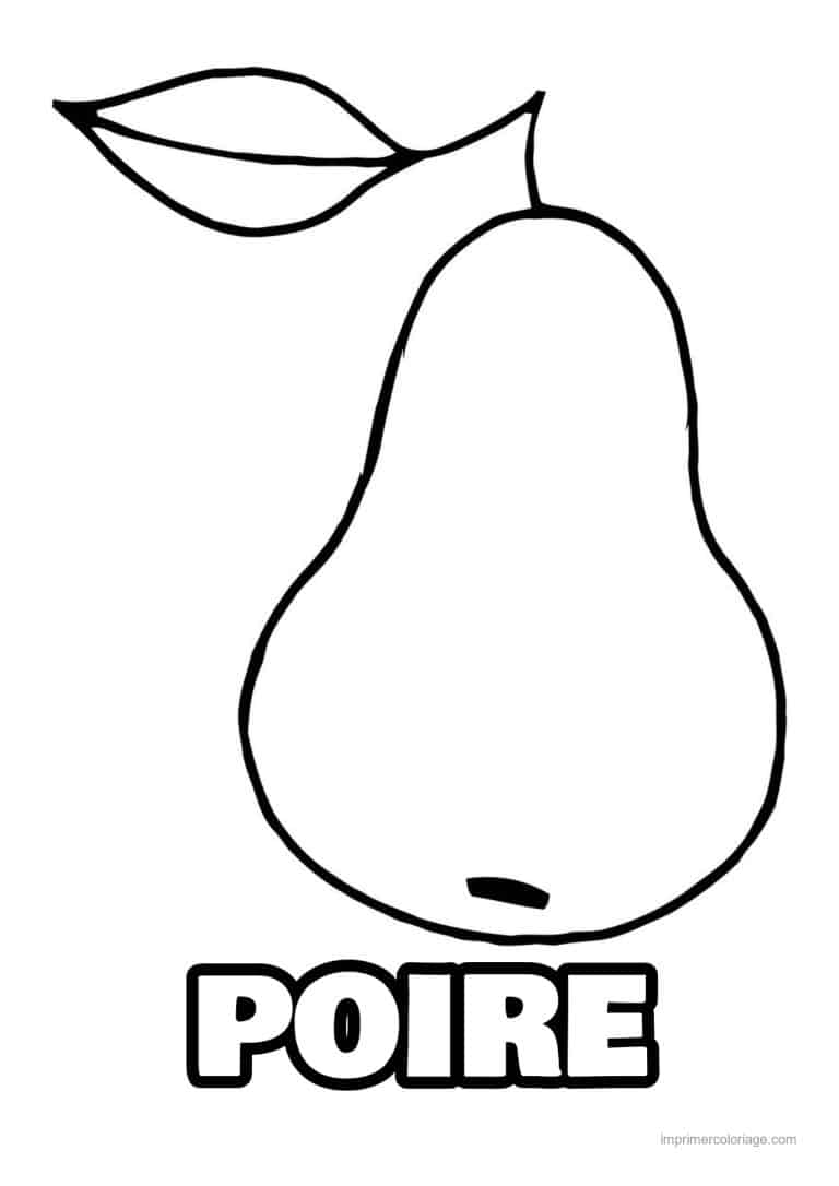 coloriage poire coing et sa feuille - dessin gratuit &agrave; imprimer