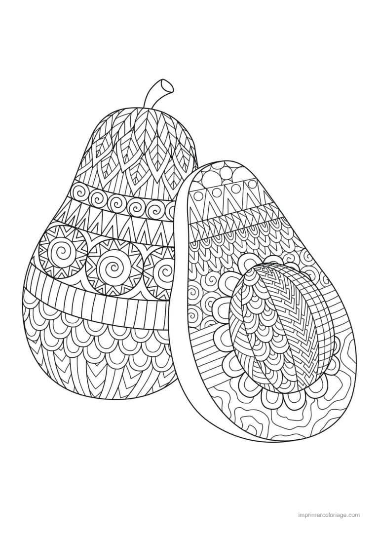 coloriage poire deux poires mandala - dessin gratuit &agrave; imprimer