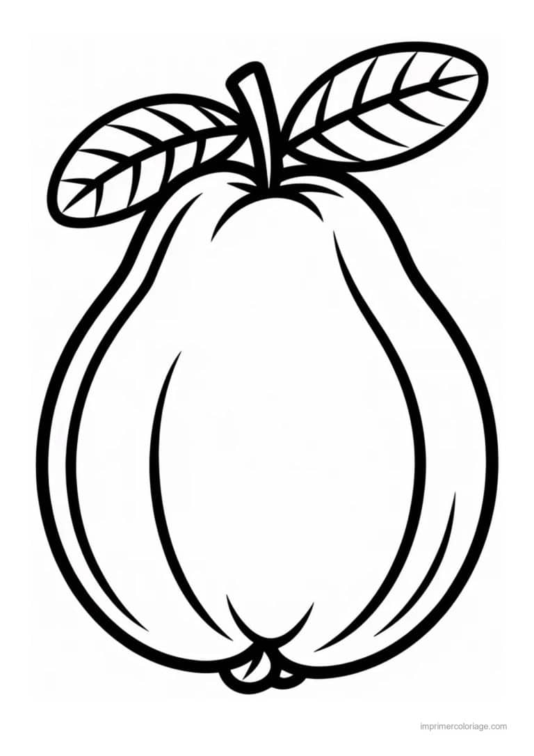 coloriage poire goyave au trait epais - dessin gratuit &agrave; imprimer