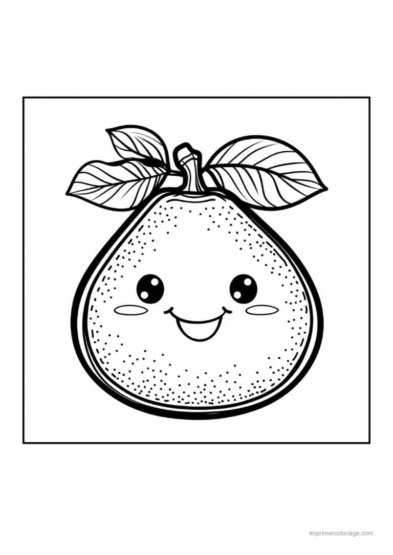 coloriage poire goyave souriante - dessin gratuit &agrave; imprimer