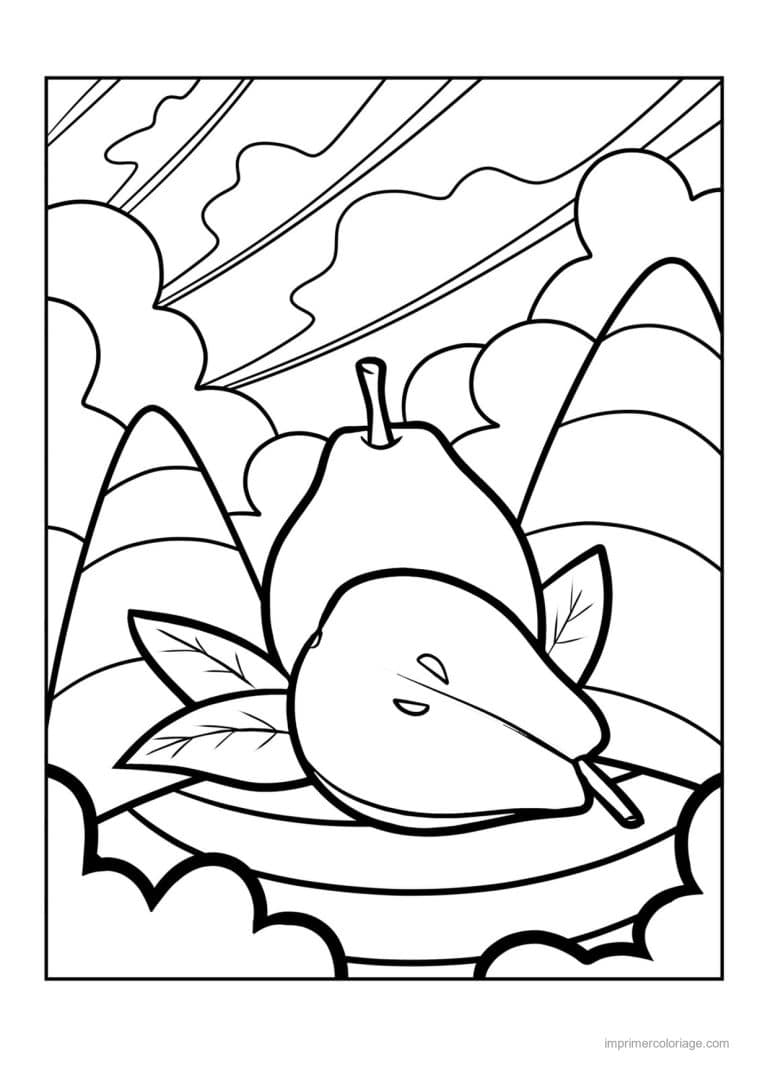 coloriage poire poire coupee dans un plat - dessin gratuit &agrave; imprimer