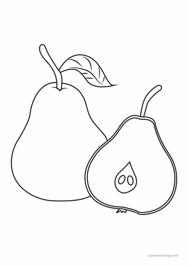 coloriage poire poire entiere et coupee 2 - dessin gratuit &agrave; imprimer