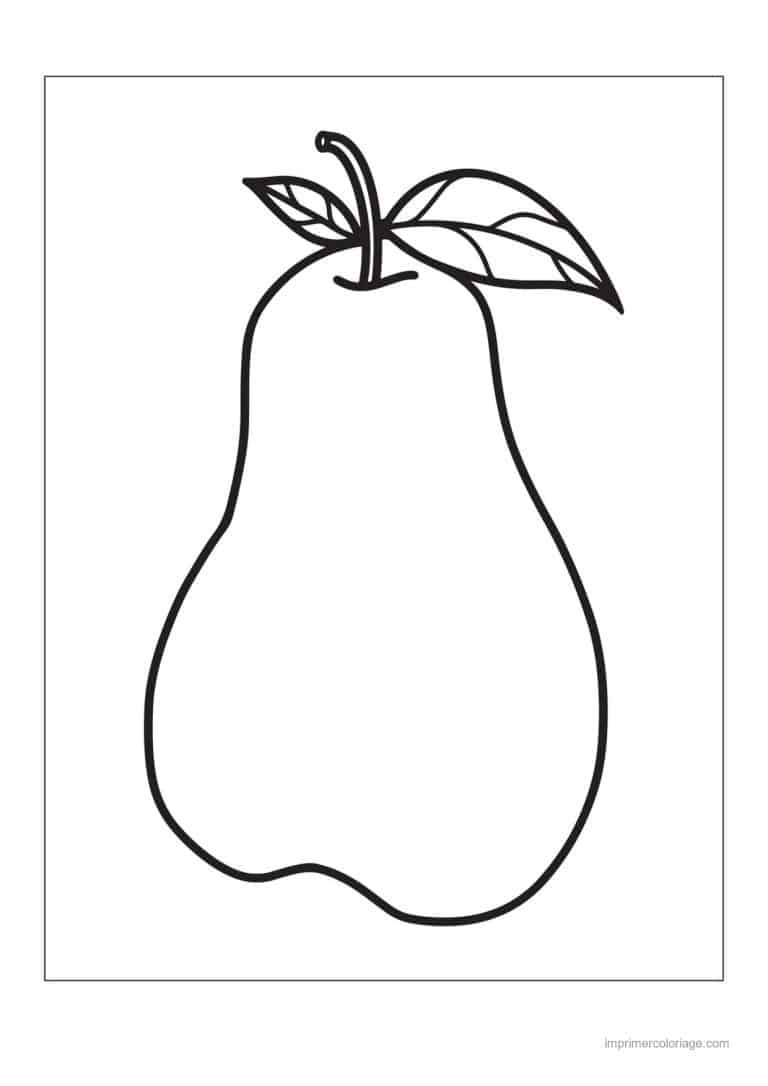 coloriage poire poire et ses feuilles - dessin gratuit &agrave; imprimer
