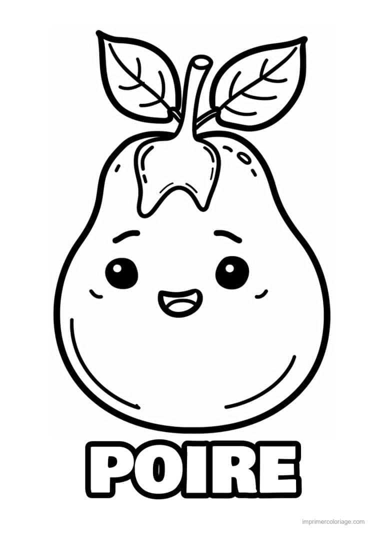 coloriage poire poire kawaii 137 - dessin gratuit &agrave; imprimer