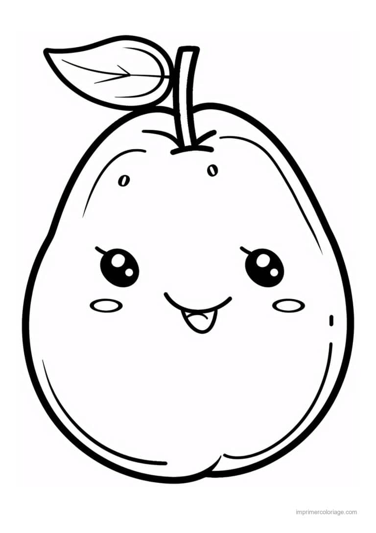 coloriage poire poire kawaii 184 - dessin gratuit &agrave; imprimer