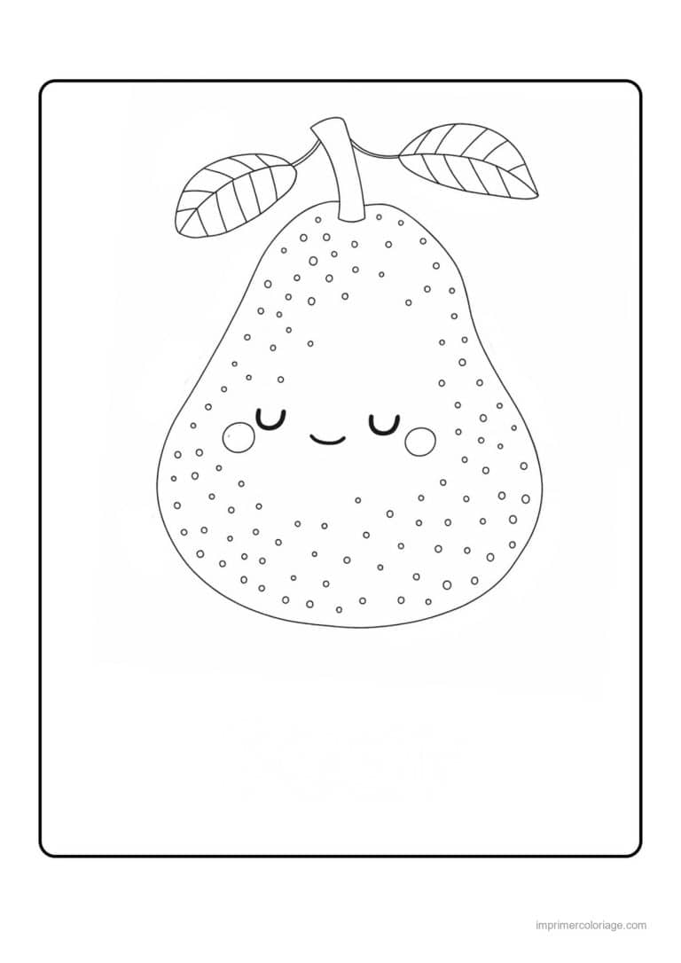 coloriage poire poire kawaii - dessin gratuit &agrave; imprimer
