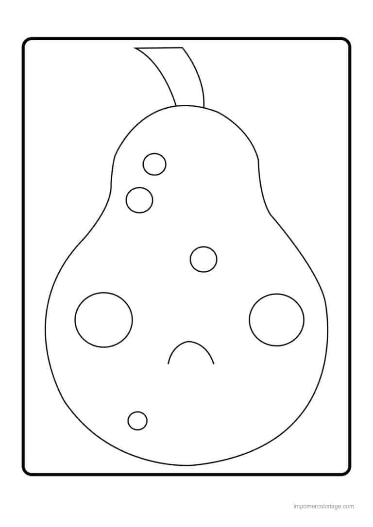 coloriage poire poire kawaii au visage - dessin gratuit &agrave; imprimer
