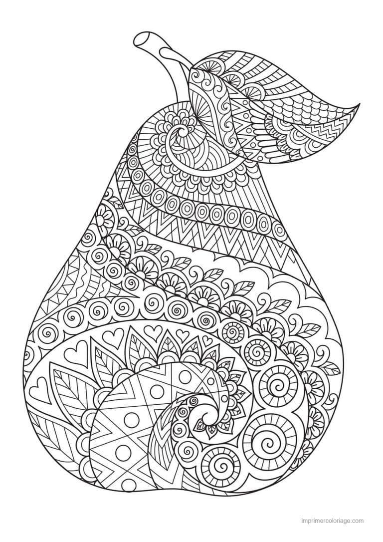 coloriage poire poire mandala - dessin gratuit &agrave; imprimer
