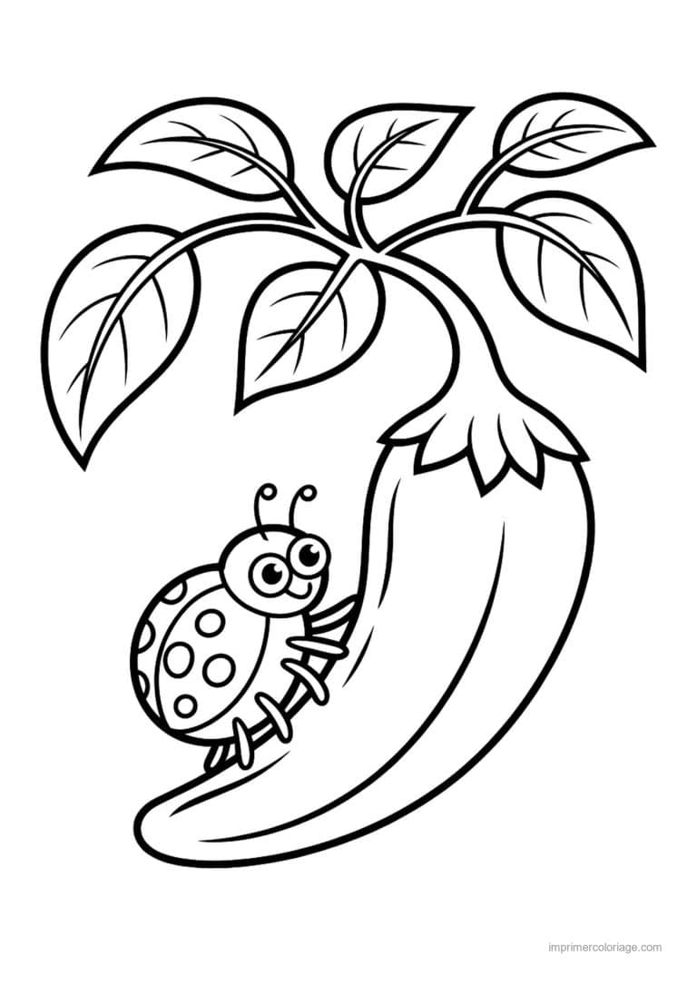 coloriage poivron piment piment et coccinelle - dessin gratuit &agrave; imprimer