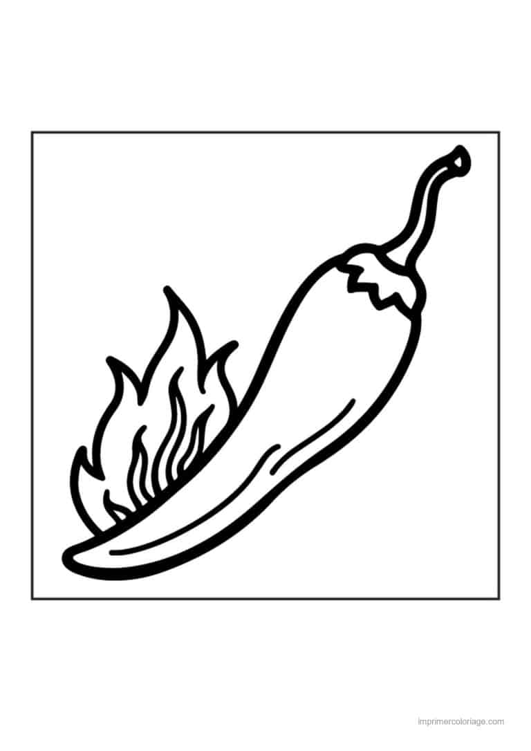 coloriage poivron piment piment et flamme - dessin gratuit &agrave; imprimer