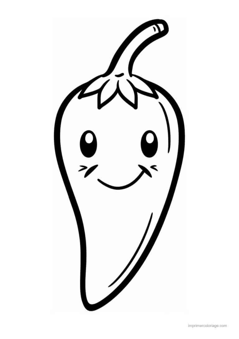 coloriage poivron piment piment kawaii 134 - dessin gratuit &agrave; imprimer