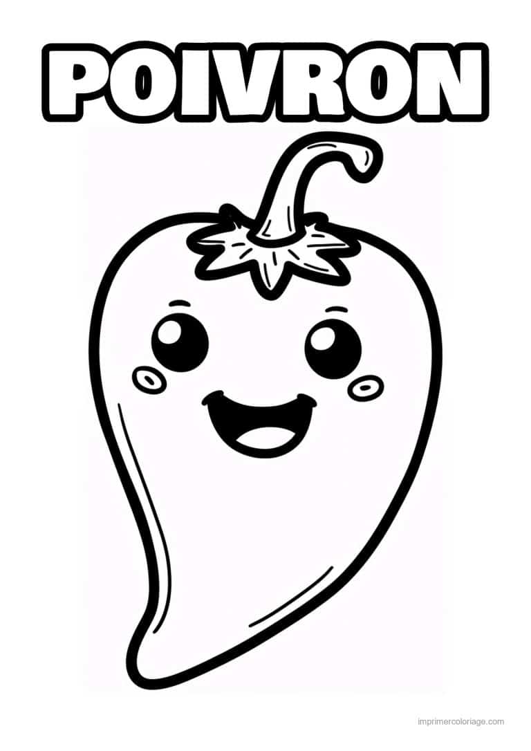 coloriage poivron piment piment kawaii large - dessin gratuit &agrave; imprimer