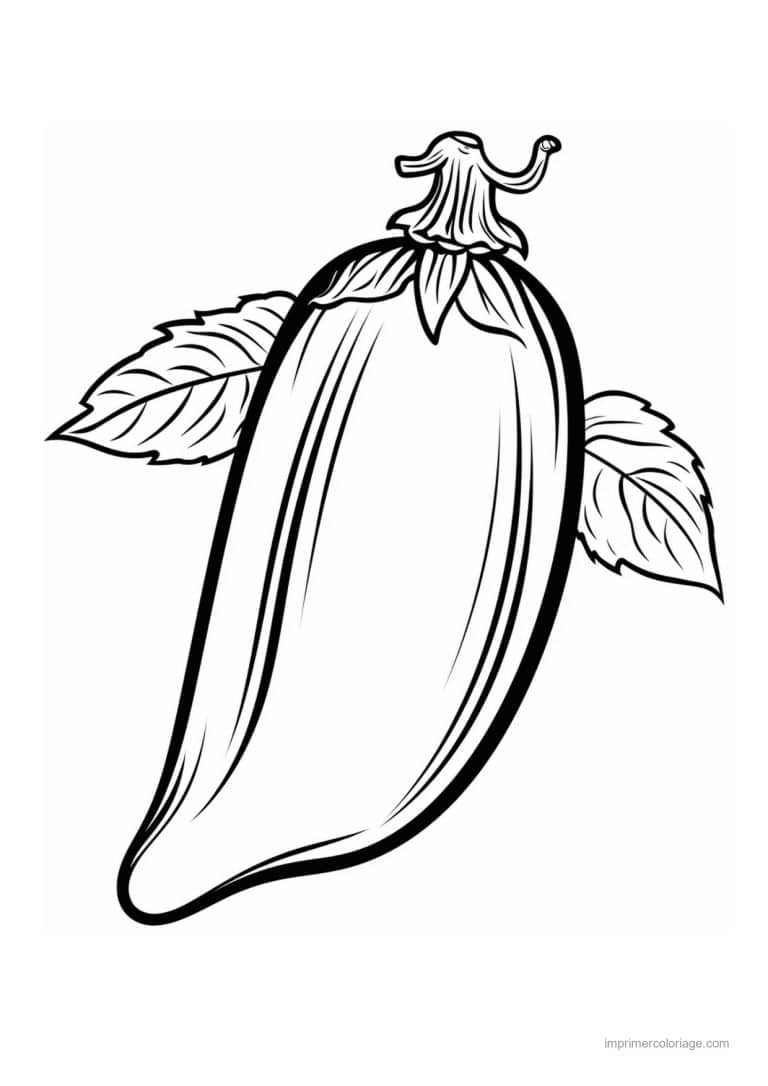 coloriage poivron piment piment large et ses feuilles - dessin gratuit &agrave; imprimer