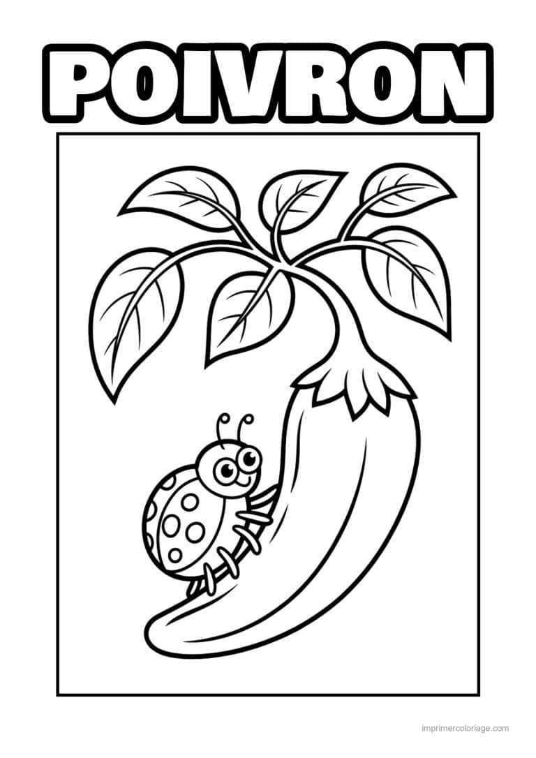 coloriage poivron piment piment suspendu et coccinelle - dessin gratuit &agrave; imprimer