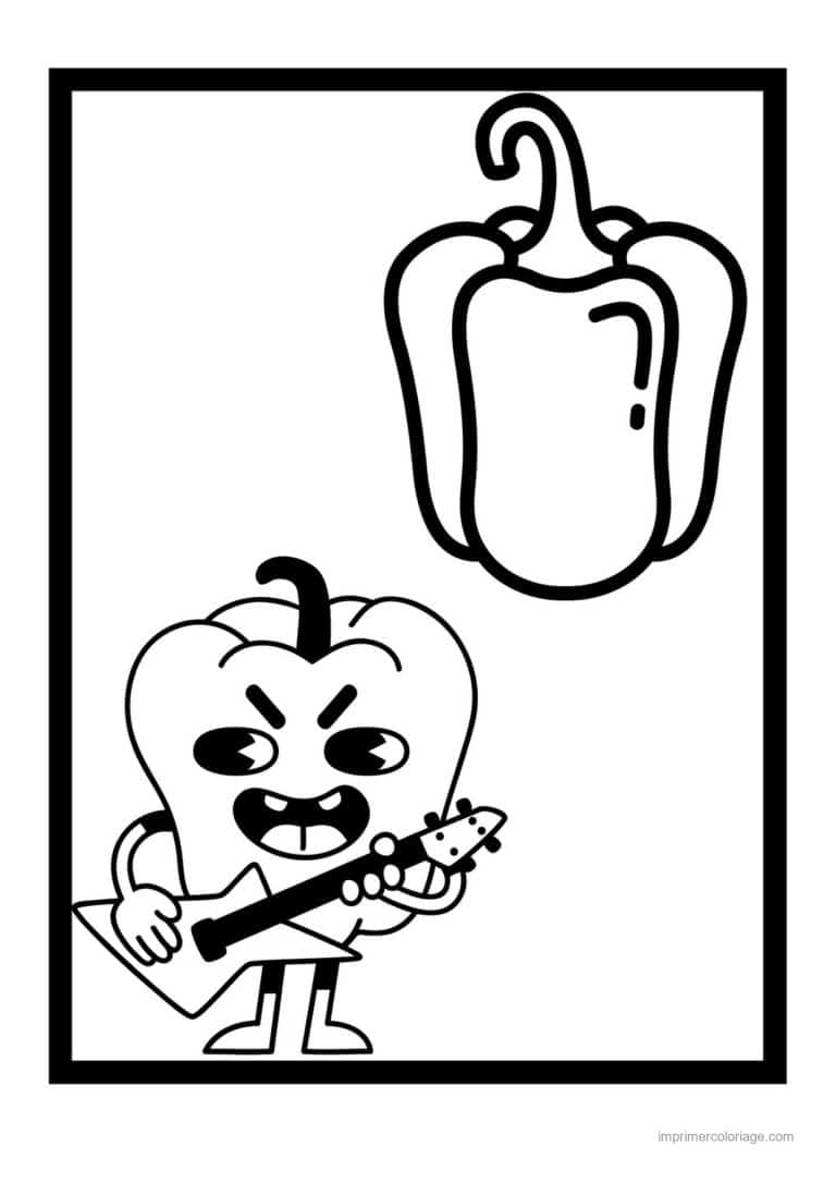 coloriage poivron piment poivron et son personnage - dessin gratuit &agrave; imprimer