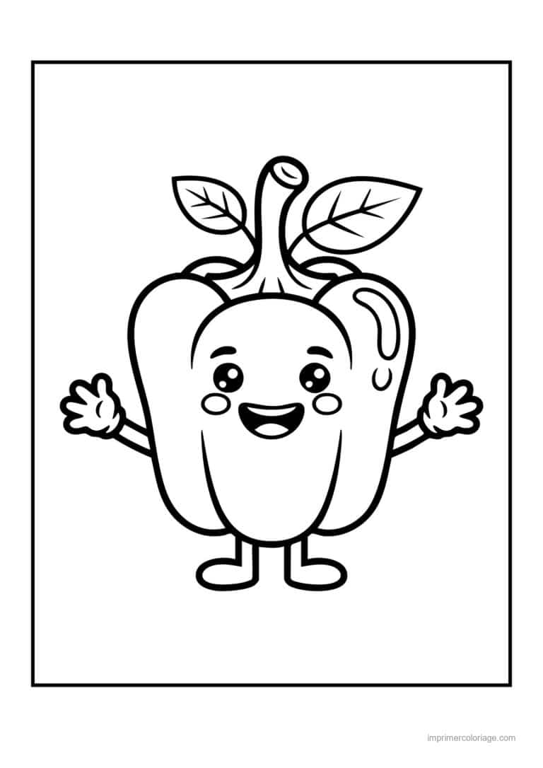 coloriage poivron piment poivron kawaii en baskets - dessin gratuit &agrave; imprimer