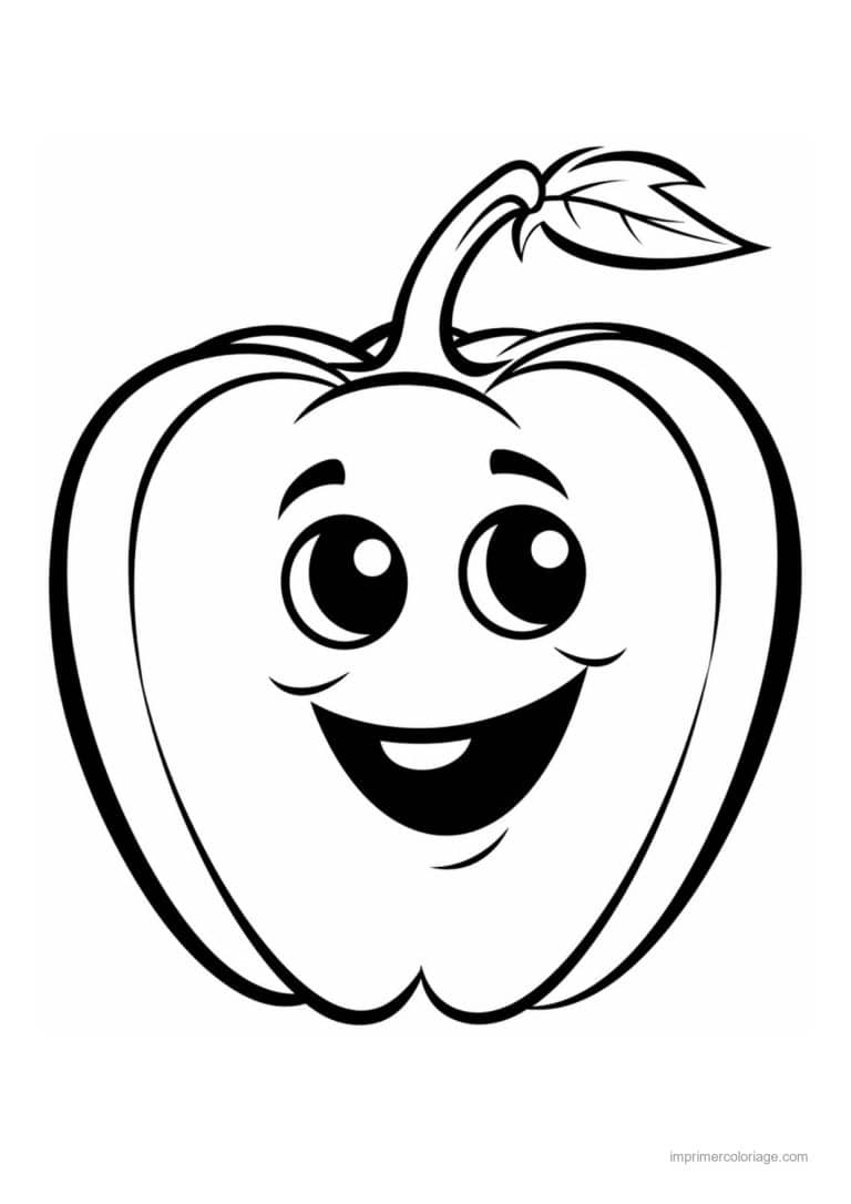 coloriage poivron piment poivron kawaii souriant 2 - dessin gratuit &agrave; imprimer