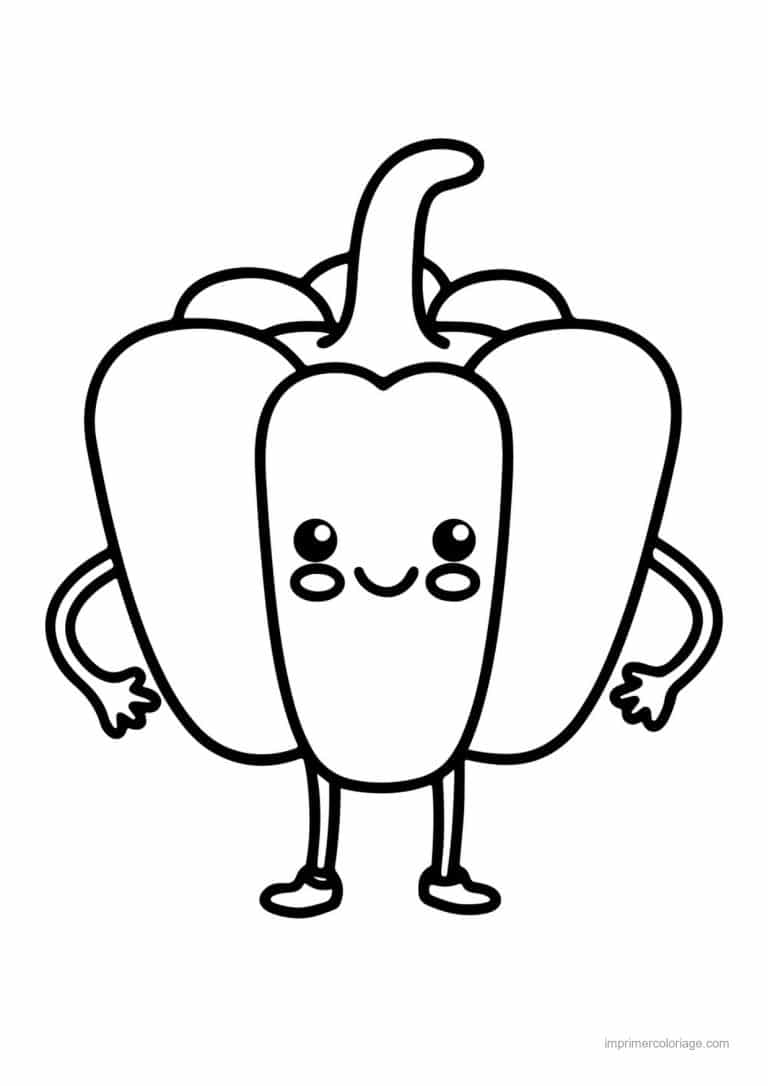 coloriage poivron piment poivron kawaii souriant - dessin gratuit &agrave; imprimer
