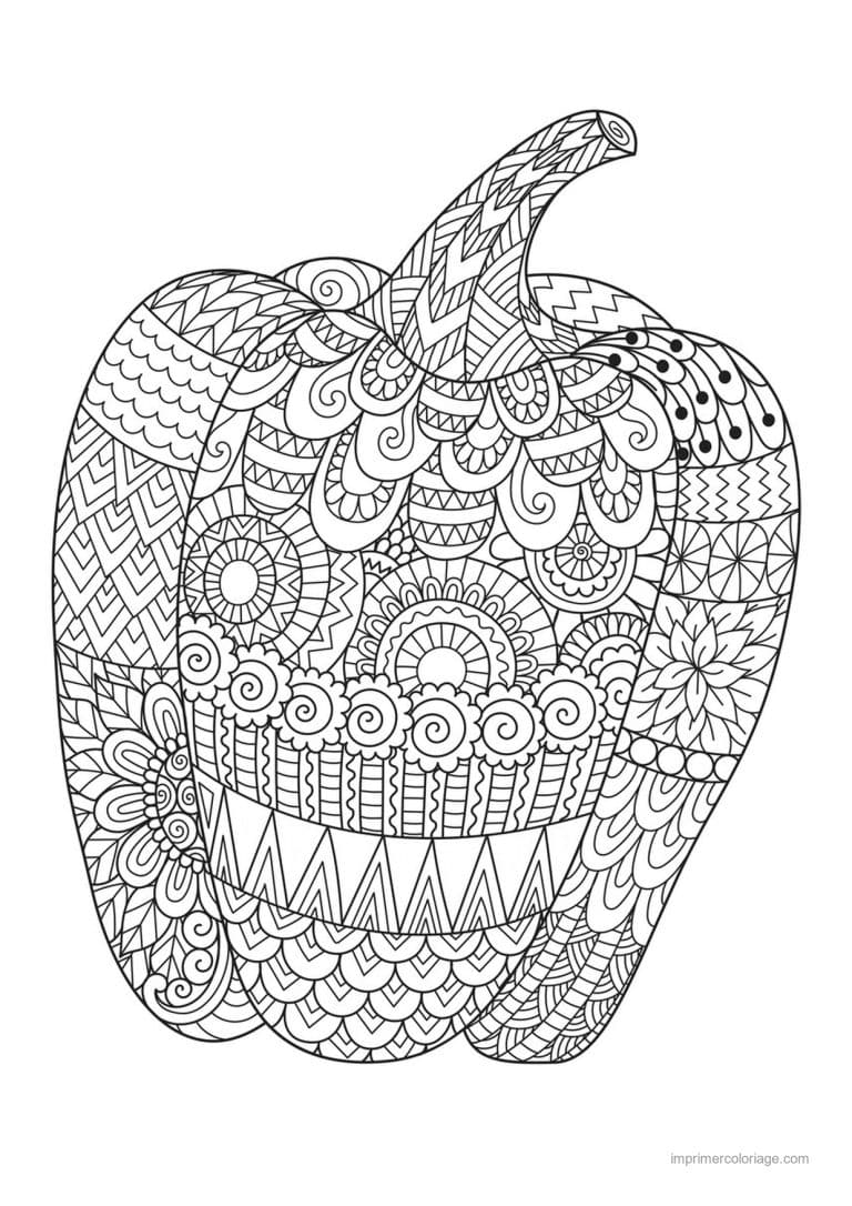 coloriage poivron piment poivron mandala - dessin gratuit &agrave; imprimer