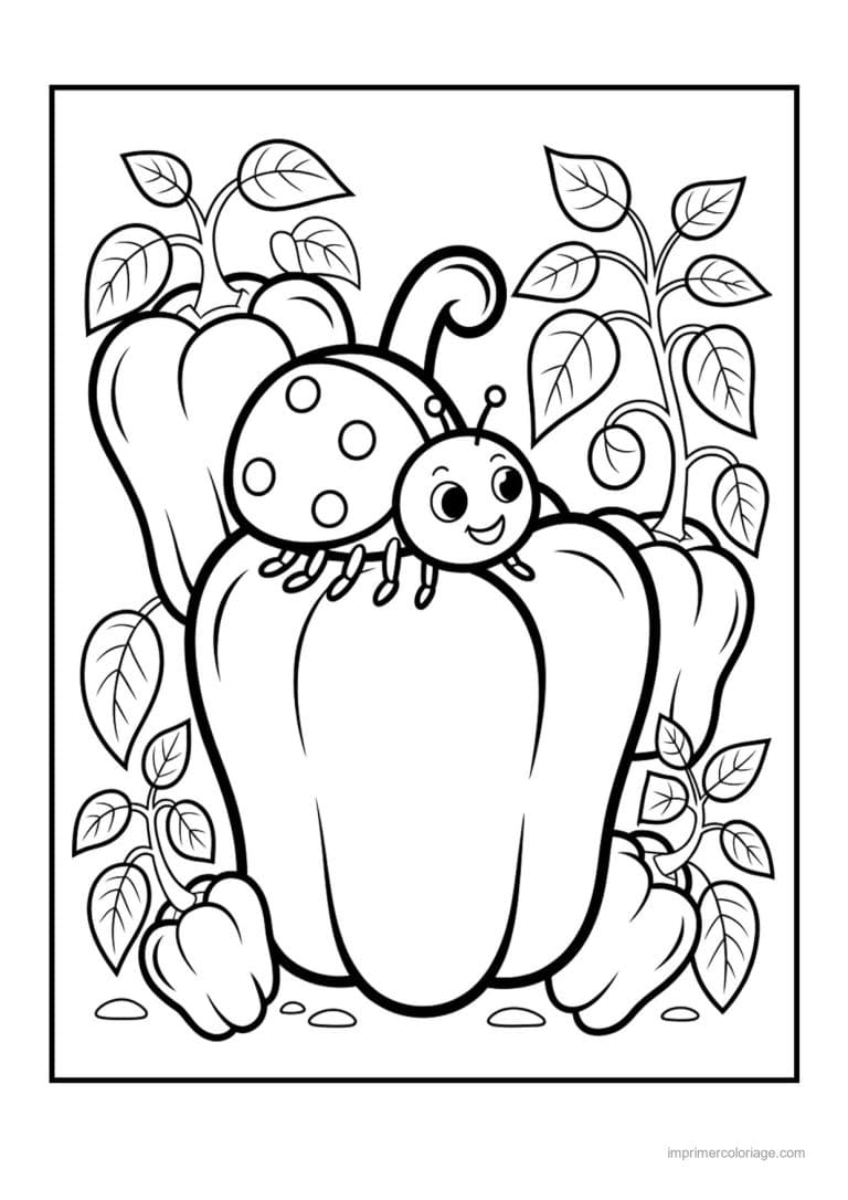 coloriage poivron piment poivron sur son plant - dessin gratuit &agrave; imprimer
