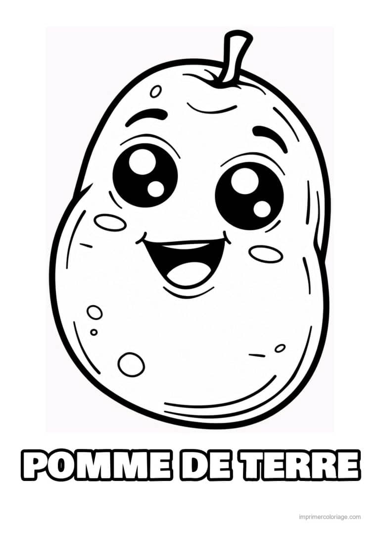 coloriage pomme de terre pomme de terre kawaii 162 - dessin gratuit &agrave; imprimer