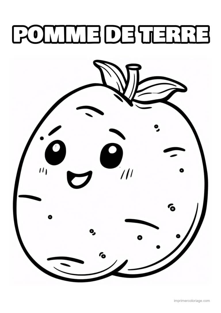 coloriage pomme de terre pomme de terre kawaii - dessin gratuit &agrave; imprimer