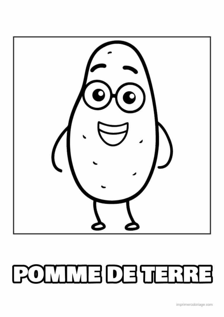 coloriage pomme de terre pomme de terre kawaii a lunettes - dessin gratuit &agrave; imprimer