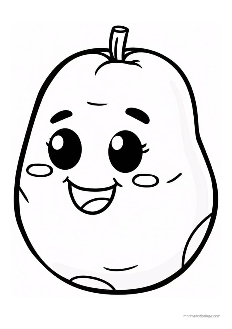 coloriage pomme de terre pomme de terre kawaii aux cils - dessin gratuit &agrave; imprimer