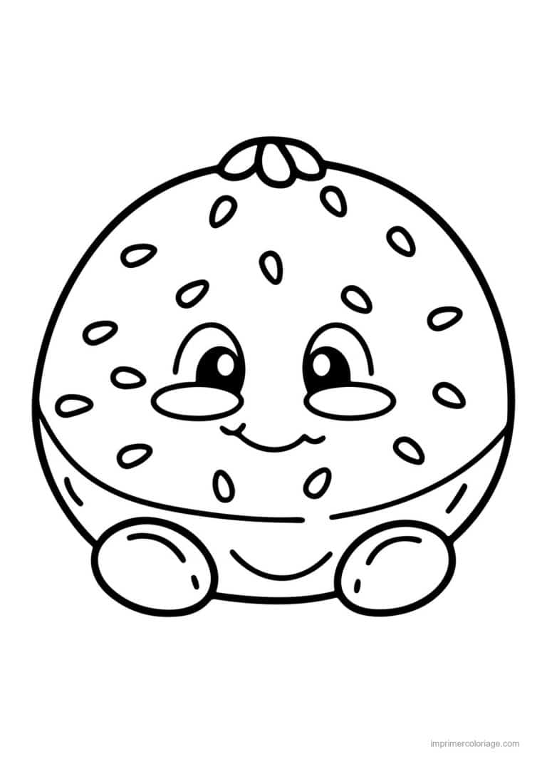 coloriage pomme de terre pomme de terre kawaii ronde - dessin gratuit &agrave; imprimer