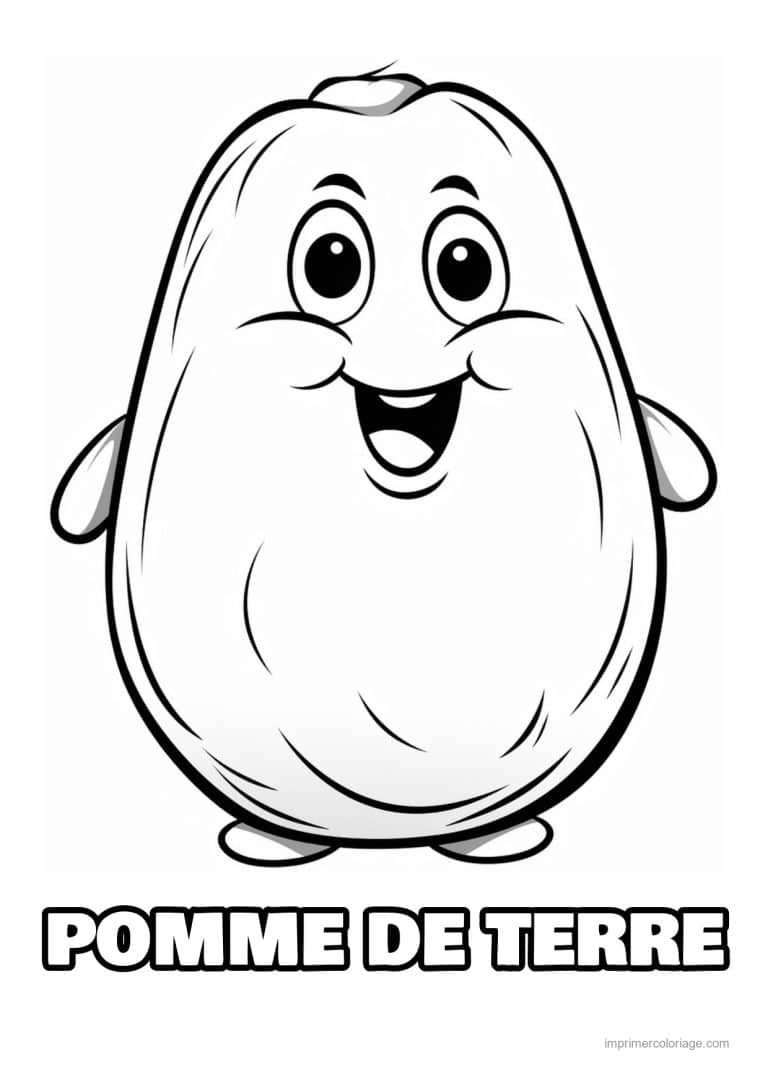 coloriage pomme de terre pomme de terre kawaii sur ses pieds - dessin gratuit &agrave; imprimer
