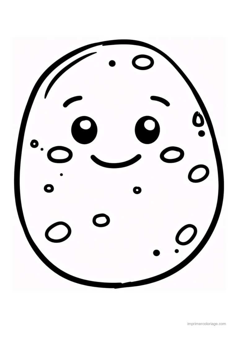 coloriage pomme de terre pomme de terre kawaii tachee - dessin gratuit &agrave; imprimer