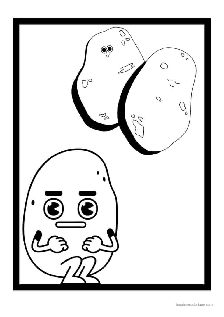 coloriage pomme de terre pommes de terre et leur personnage - dessin gratuit &agrave; imprimer
